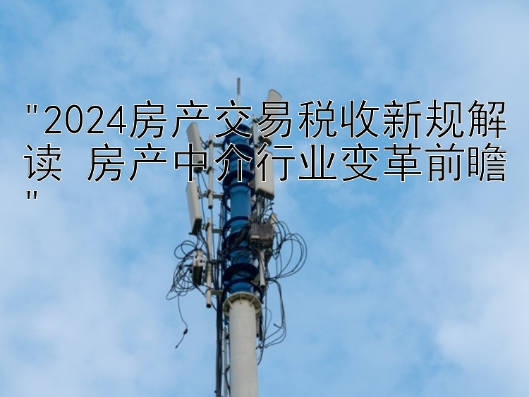 2024房产交易税收新规解读 房产中介行业变革前瞻