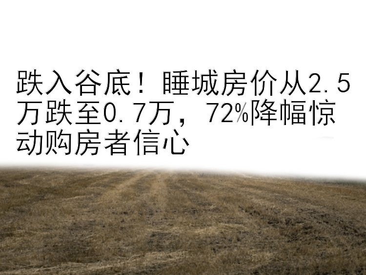 跌入谷底！睡城房价从2.5万跌至0.7万，72%降幅惊动购房者信心